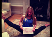 hold the ultimate fan sign while STRETCHING small2