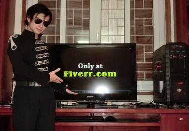 take 5 SUPER high quality photos in front of a huge tv to promote your product big2