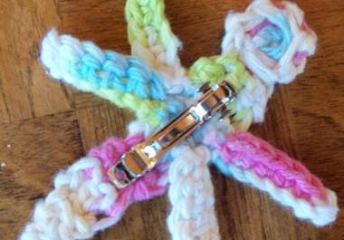 make and ship 1 crocheted dragonfly hair barrette big3