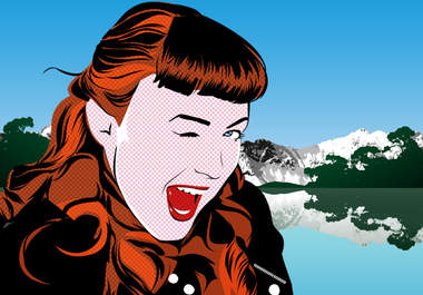combine the pop art portrait I made for you with a BREATHTAKING illustrated background big3