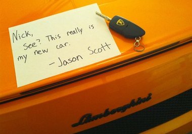 take a picture of a custom sign on my Lamborghini which you can use to prank friends, get girls, upload to facebook, etc big3