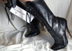 dress up for you and take a picture of my legs in fetish 6 inch corset leather boots with high heels with your message on it