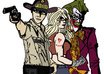 make a group of people as cartoons, movie characters or heroes