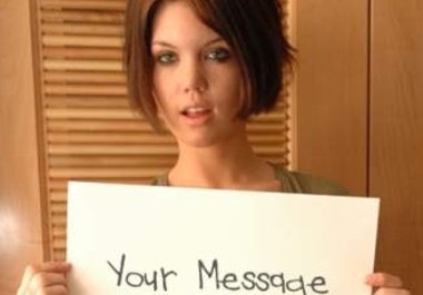 get a beautiful lady to hold a sign with your name or message big1
