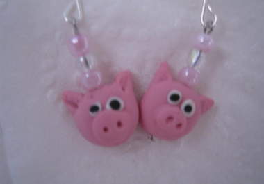 make a pair of Polymer Clay Pink Pig Earrings big1
