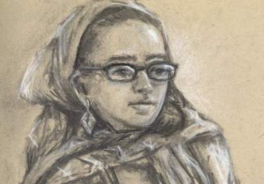 draw you a small carbon pencil and chalk portrait on colored paper big1