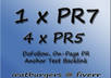 create 1 x PR7 and 4 x PR5 dofollow onpage PR anchor text backlinks to your home page, plus bonuses