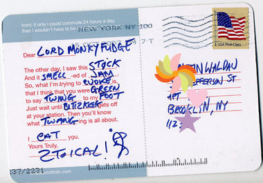 mail a postcard to you, wherever you are and with a MadLib or personal message big1