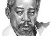 draw a digital black and white portrait