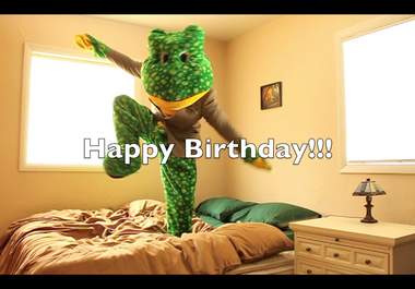 dance on my bed, in a frog costume, wearing a suit, to any song big1