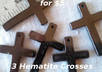 send you 3 Polished Hematite Crosses