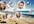 create an image holding 5 different pictures in bubbles on beach