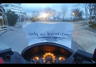 video record a Road Trip with my Motorcycle and your message written on an A4 page big1