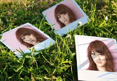 make your photo into 3 polaroid photos on the grass big1