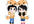 create a COUPLE chibi, cartoon in a fox costume