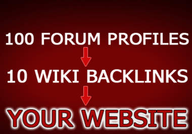 create 15 wiki backlinks and 200 PR 1 to 6 forum profiles pointing to wiki backlinks and your website big1