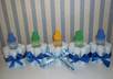 make a mini diaper cake centerpiece, surrounding a baby bottle, US shipping only