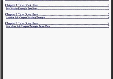 add a working linked clickable Table of Contents inside your ebook document big1