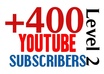 [level 2] give you 400+ Real human YouTube subscribers for your channel within 3 days,Promote it to 10,000 Twitter Followers and 10,000 Fans